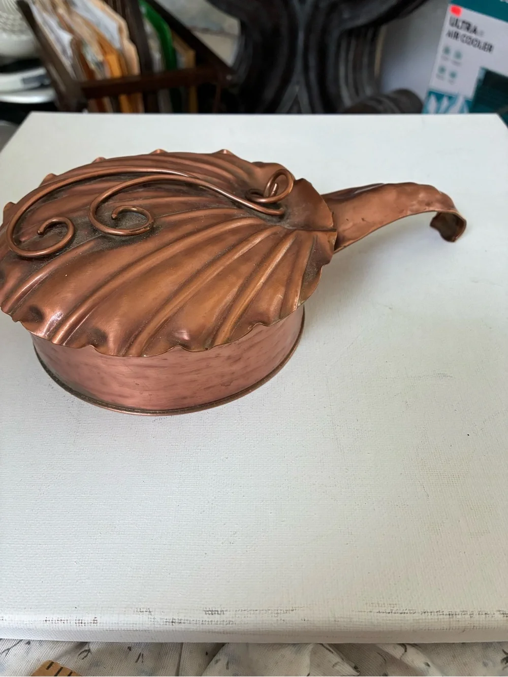 Decorative Copper Covered Pan with Handle